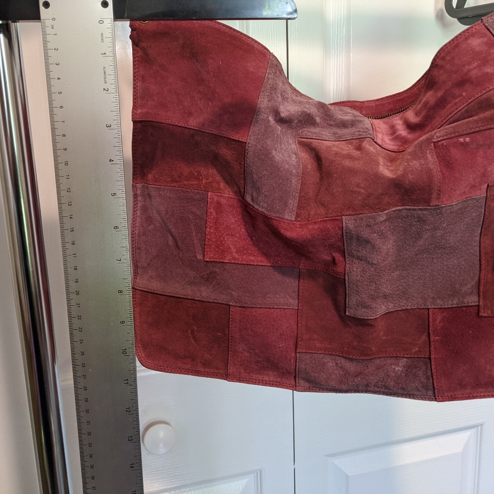 100% Leather Red Patchwork Bag - image 3